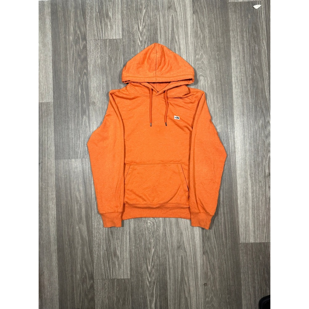 The North Face Mens Orange Heather Box Logo Pullover Hoodie Sweatshirt L